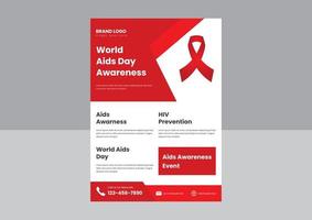 modello di progettazione volantino giornata mondiale contro l'aids. design del poster del volantino di sensibilizzazione del giorno dell'aids. Progettazione del volantino della giornata mondiale contro l'aids del 1 dicembre. vettore