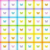 carino bella farfalla insetto elemento arcobaleno verde rosa giallo arancio blu pastello striscia linea a strisce inclinazione a scacchi plaid tartan bufalo scott percalle modellocartone animato vettore senza cuciture modello stampa