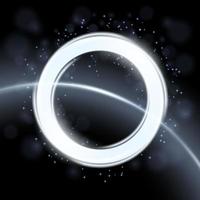 cerchio bianco astratto isolato su sfondo spazio, elegante anello luminoso. illustrazione vettoriale