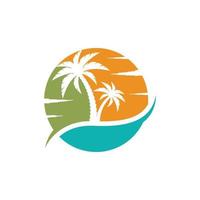 vettore del modello di progettazione dell'icona del logo della spiaggia di palma