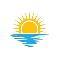 vettore del modello di progettazione dell'icona del logo della spiaggia di alba