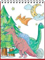 dinosauri doodle disegnati a mano per bambini vettore