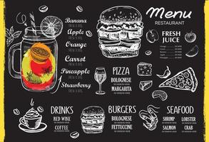 menu del ristorante, design del modello... volantino alimentare. stile disegnato a mano. illustrazione vettoriale. vettore