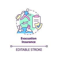 icona del concetto di assicurazione di evacuazione. tipi di viaggio protezione finanziaria idea astratta linea sottile illustrazione. disegno di contorno isolato. tratto modificabile. vettore