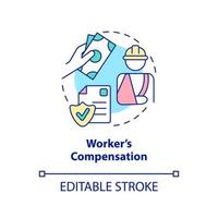 icona del concetto di compensazione del lavoratore. l'assicurazione sociale federale include l'illustrazione della linea sottile dell'idea astratta. disegno di contorno isolato. tratto modificabile.