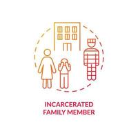 icona del concetto di gradiente rosso del membro della famiglia incarcerato. infanzia avversa. conseguenze dell'incarcerazione parentale idea astratta illustrazione a linea sottile. disegno di contorno isolato. vettore