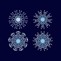 set di icone di fiori di fiocco di neve geometrico monocromatico blu. disegno astratto dell'elemento floreale. illustrazione vettoriale eps 10