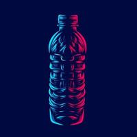 bottiglia linea pop art potrait logo design colorato con sfondo scuro. illustrazione vettoriale. vettore