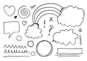 set di doodle su sfondo bianco. bambini doodle.illustrazione vettoriale. vettore