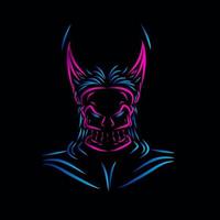 Death Skull line pop art potrait logo design colorato con sfondo scuro. sfondo nero isolato per t-shirt vettore