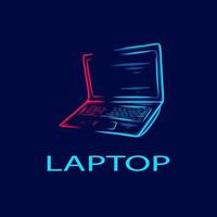 laptop elettronico portatile computer notebook linea pop art potrait logo design colorato. illustrazione vettoriale. vettore