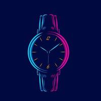 orologio lancetta orologio linea pop art potrait logo design colorato con sfondo scuro. illustrazione vettoriale astratta.