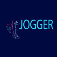 jogger e scarpe in linea sport pop art potrait logo design colorato. illustrazione vettoriale. vettore