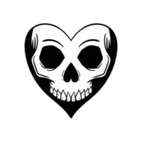 illustrazione di doodle dell'annata del cuore di amore del cranio disegnato a mano per il manifesto degli adesivi del tatuaggio ecc vettore