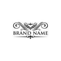 emblema d'epoca. modello di logotipo di calligrafia con tridente. segno per ristorante, regalità, gioielli, boutique, caffè, hotel. illustrazione vettoriale