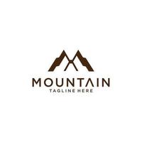 paesaggio minimalista colline, cime montuose fiume torrente semplice logo design vettore