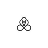 logo lineare umano astratto di yoga. filo persona fiore equilibrio logotipo. spa creativa, marchio vettoriale guru.