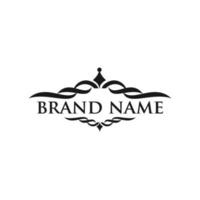 emblema d'epoca. modello di logotipo di calligrafia con tridente. segno per ristorante, regalità, gioielli, boutique, caffè, hotel. illustrazione vettoriale