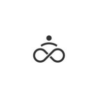 logo lineare umano astratto di yoga. filo persona fiore equilibrio logotipo. spa creativa, marchio vettoriale guru.