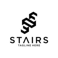 concetto di logo isolato vettore di società di costruzioni di scale di falegnameria.