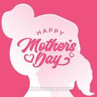 biglietto di auguri per la festa della mamma, forma astratta del taglio su sfondo rosa. sagome di donna e ragazza, testo di congratulazioni. elemento di design rosa per banner vacanze, poster. stile taglio carta, illustrazione vettoriale