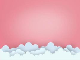 nuvola su sfondo rosso chiaro carta art style.vector illustrazione dell'elemento di design vettore
