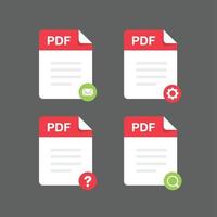 design piatto con file pdf set di icone documento, icona, set di simboli, illustrazione dell'elemento di design vettoriale