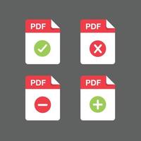 design piatto con file pdf set di icone documento, icona, set di simboli, illustrazione dell'elemento di design vettoriale