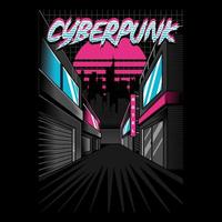illustrazione della città cyberpunk, perfetta per abbigliamento da strada, maglietta, felpa con cappuccio, poster, ecc vettore