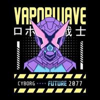 tema vaporwave robot mecha con lettera giapponese, perfetto per merchandising, felpa con cappuccio, maglietta, ecc. vettore