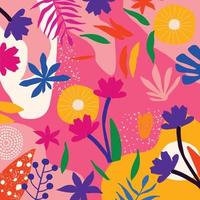 collezione di doodle di forme organiche colorate. forme botaniche carine, ritagli casuali di scarabocchi infantili di foglie e fiori tropicali, illustrazione vettoriale di arte astratta decorativa