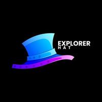 design del logo sfumato del cappello da esploratore vettore
