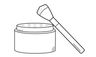 immagini disegnate a mano di polvere in un barattolo con perforazione e spazzole per applicare la polvere. schizzo di scarabocchio. illustrazione vettoriale