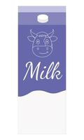 imballaggio in cartone con latte. un prodotto ricco di calcio utile per la salute. piatto. illustrazione vettoriale