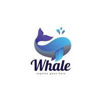 modello logo balena blu vettore