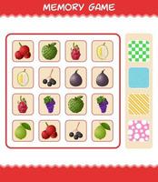 giochi di memoria con frutti di cartone animato. gioco di carte di apprendimento. gioco educativo per bambini e bambini in età prescolare vettore