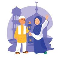 illustrazione di ramadhan mubarak vettore