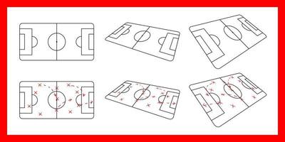 schema di gioco di football da tavolo tattico dell'allenatore disegnato con l'illustrazione di vettore delle variazioni del marcatore