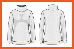 modello di disegno vettoriale maglione da donna maniche lunghe collo alto