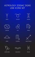 segni schematici dello zodiaco su sfondo blu vettore