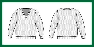 modello di disegno vettoriale maglione per bambini maniche classiche colletto a V