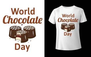 t-shirt giornata mondiale del cioccolato design giornata mondiale del cioccolato calligrafia scritte a mano isolate su bianco. modello vettoriale per la progettazione di loghi, poster tipografici, biglietti di auguri, cartoline, adesivi, t-shirt,