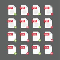 set di icone di file pdf, illustrazione dell'elemento di disegno vettoriale