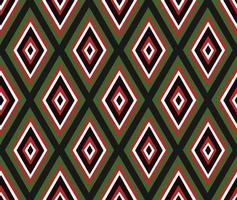 modello senza cuciture etnico tribale africano con linee semplici e figure in rosso, bianco e verde. vettore tradizionale sfondo nero, tessile, carta, tessuto. kwanzaa, mese della storia nera, diciannovesimo