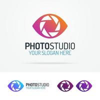 logo studio fotografico impostato con colore piatto moderno apertura vettore