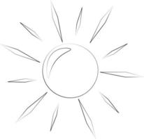 Sole a elemento singolo. disegna l'illustrazione in bianco e nero vettore
