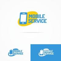 logo del servizio mobile impostato con telefono silhouette vettore