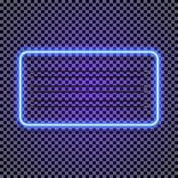 vettore neon cornice orizzontale stile colore ciano su sfondo trasparente