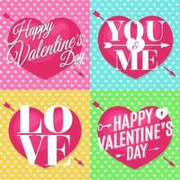 set di carte di buon San Valentino con un bel desiderio di tipografia scritta su uno sfondo di cuore di colore diverso carino. elemento decorativo per le vacanze. illustrazione vettoriale