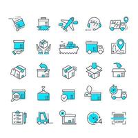 set di icone di consegna del colore per il tuo progetto di progettazione di app. illustrazione vettoriale di icone logistiche